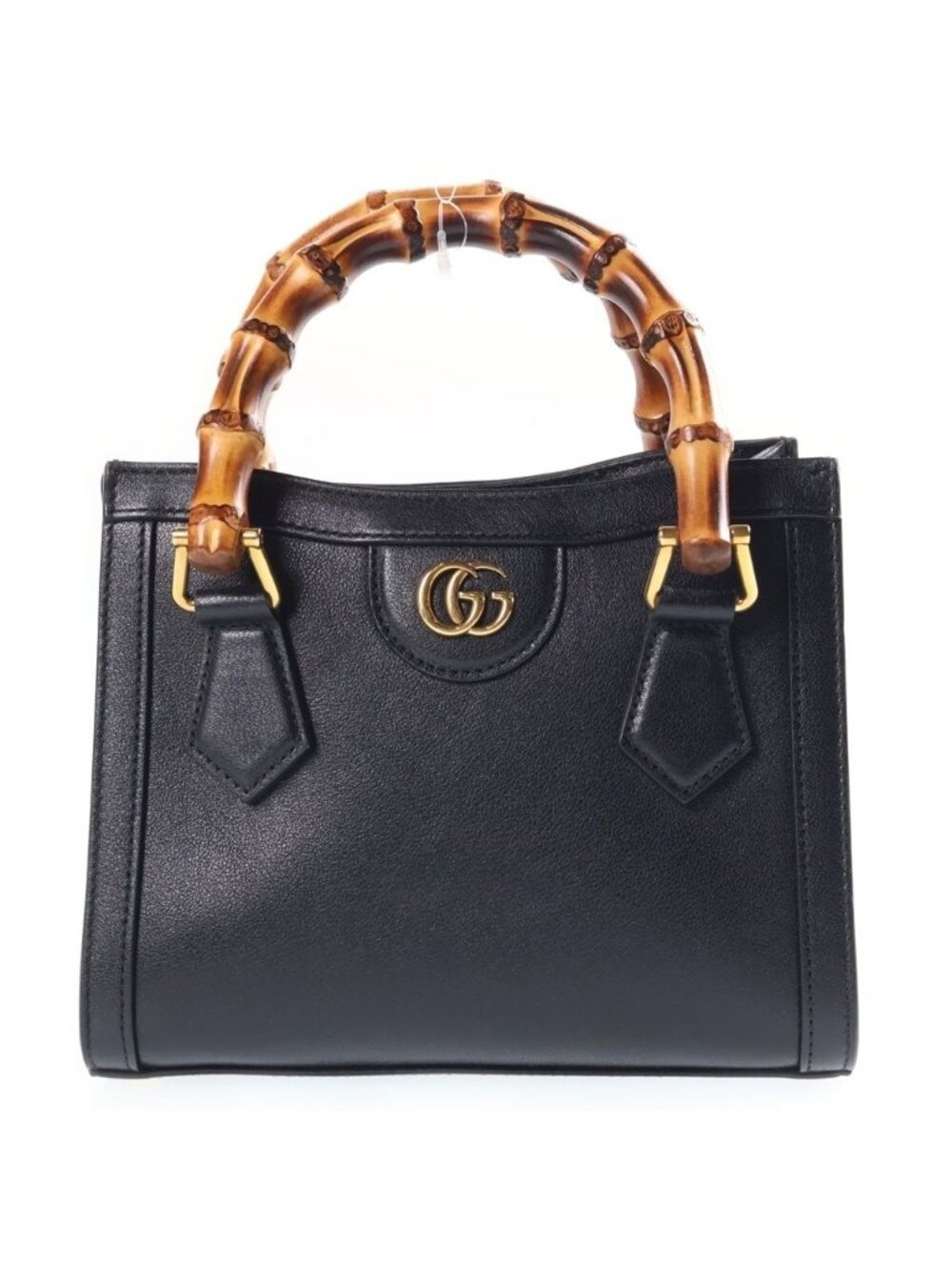 Gucci Diana Mini Bamboo 2-Way Shoulder Bag Black Leather Gold